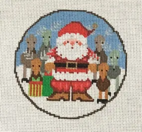 1385V Santa with Reindeer Round