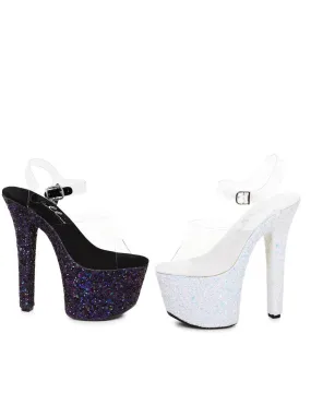 7" Pointed Stiletto Mule Sandal With Glitter Platform (ES711-SERENITY)