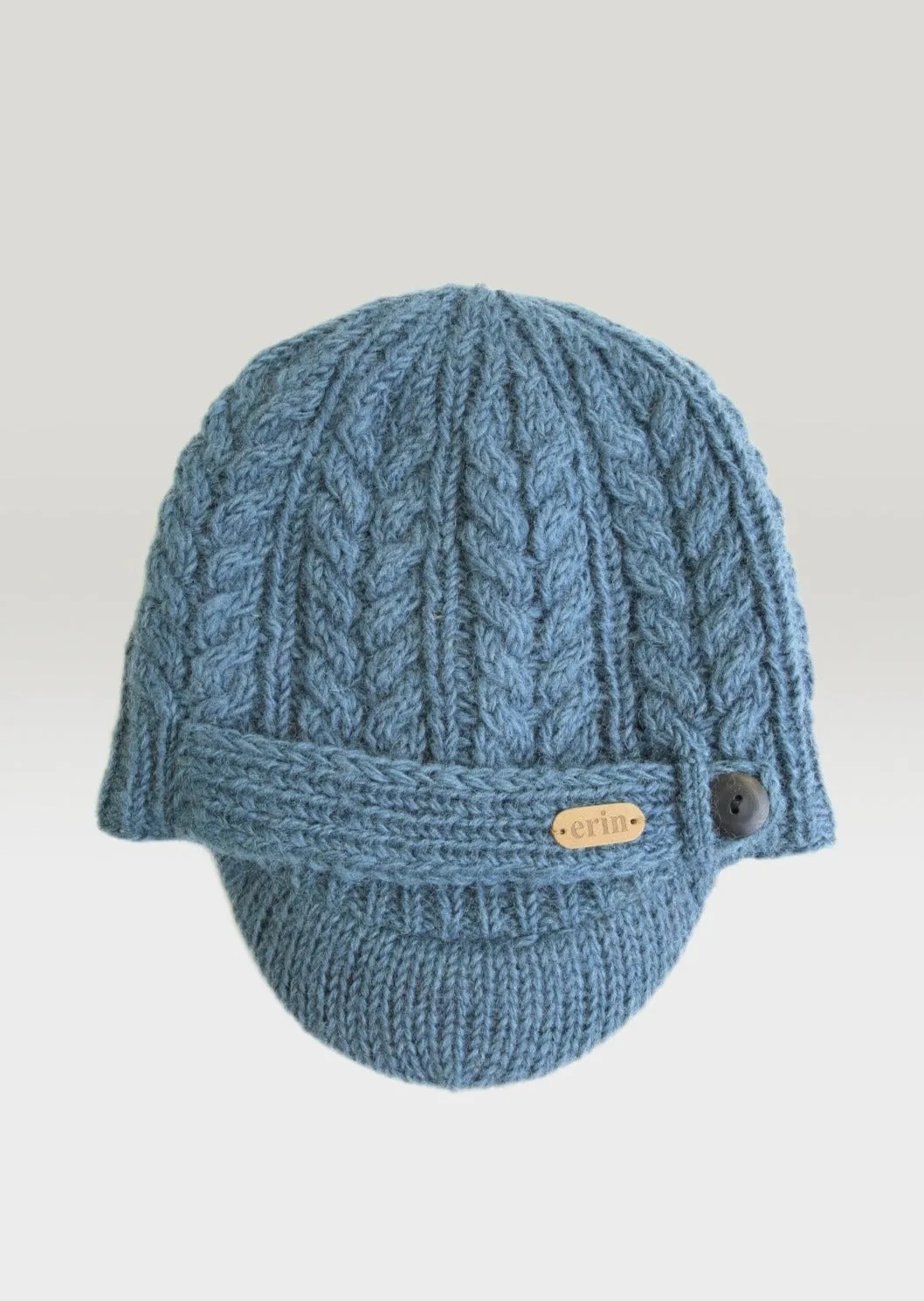 Aran Cable Peak Hat | Denim