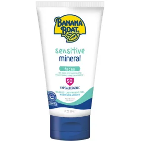 Banana Boat Sensitive 100% Mineral Sunscreen Face Lotion SPF 50 