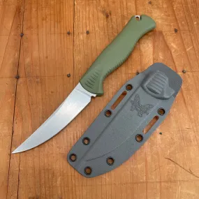 Benchmade 15505 Meatcrafter 4" Trailing Point CPM-154 Fixed Blade Dark Olive Santoprene Handle with Sheath