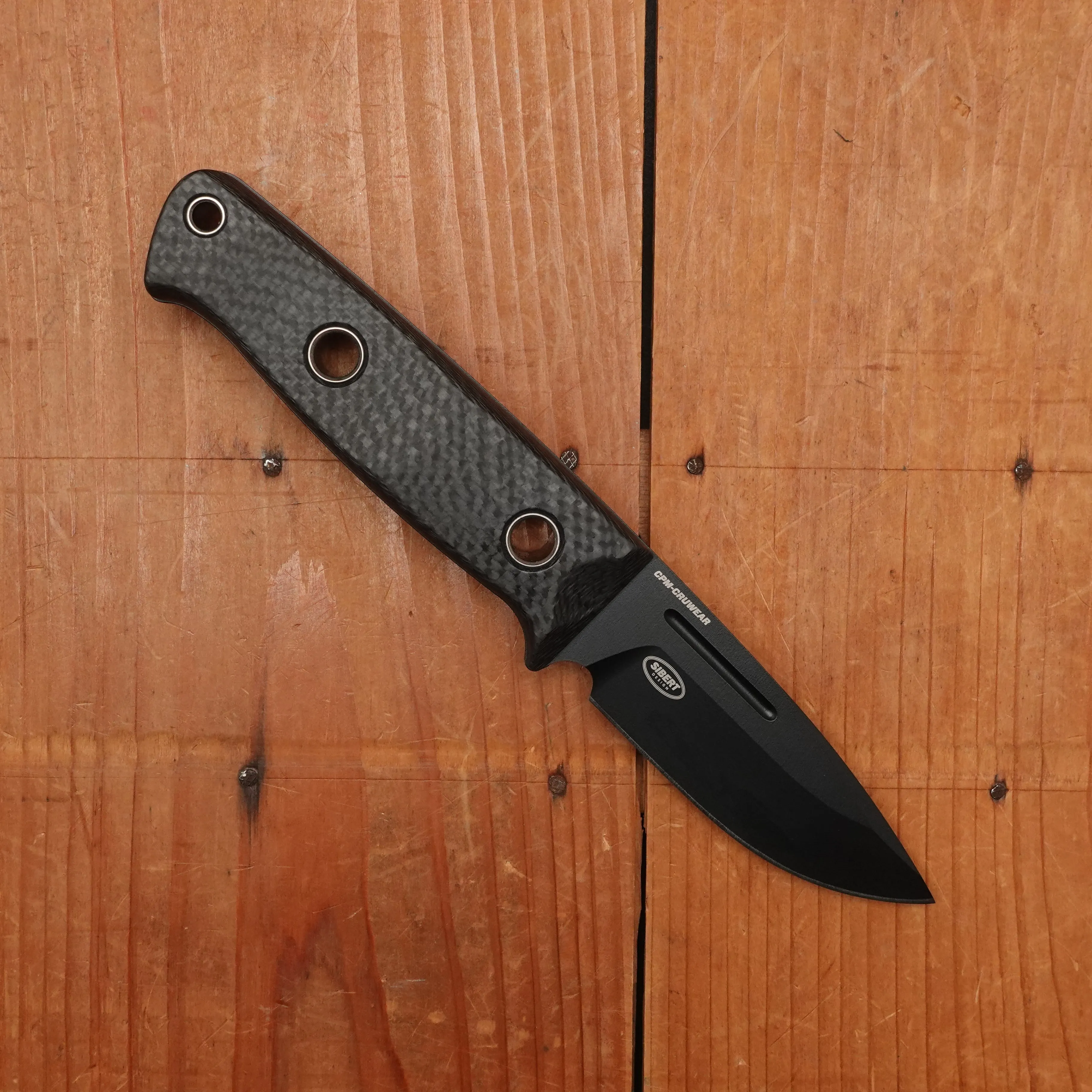 Benchmade 165BK Mini Bushcrafter 3.4" Drop Point CPM-Cruwear Super Strong Tool Steel Fixed Blade Carbon Fiber Handle with Sheath