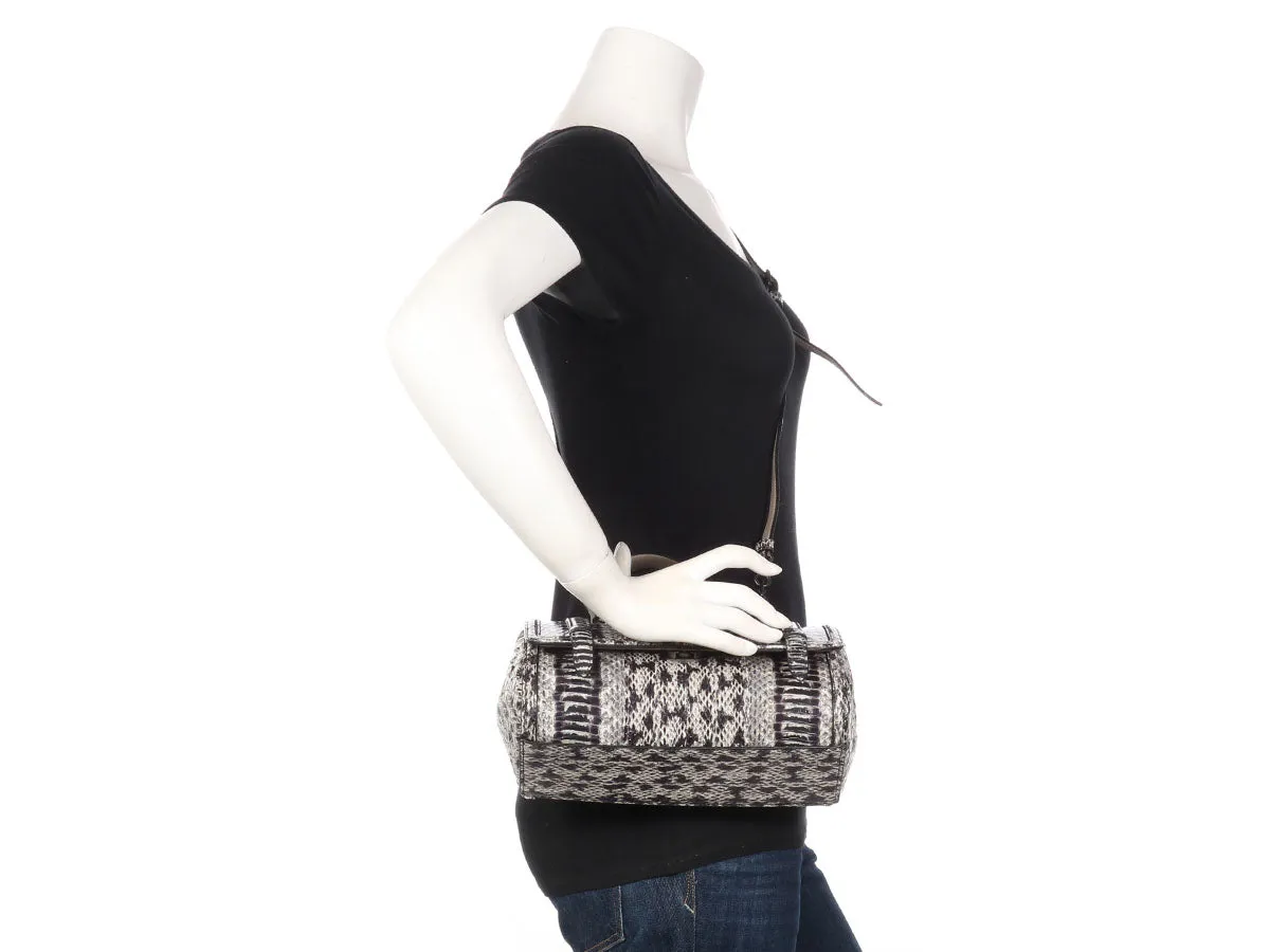 Bottega Veneta Black and Gray Python and Eel Top Handle Bag