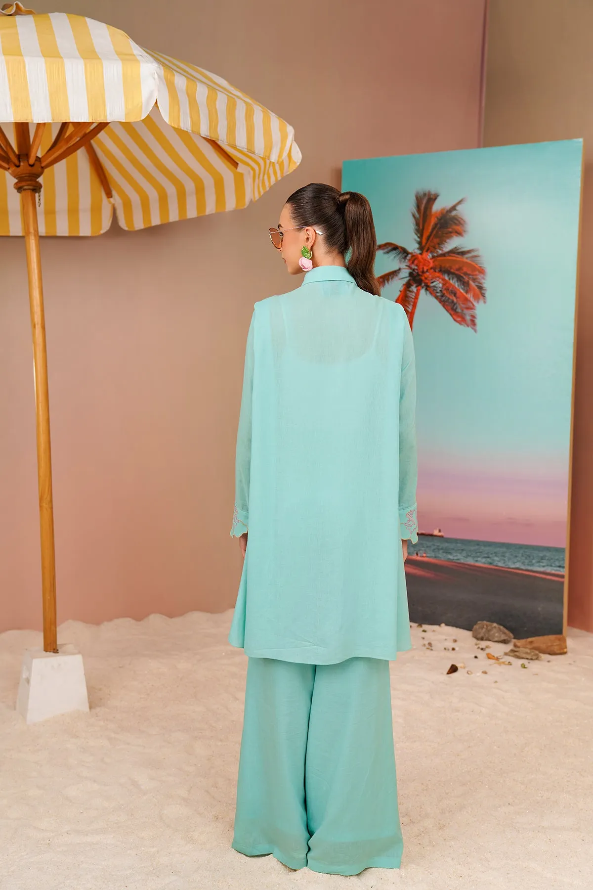 Buttonscarves X Jovian Paradiso Palome Pants In Light Turquoise