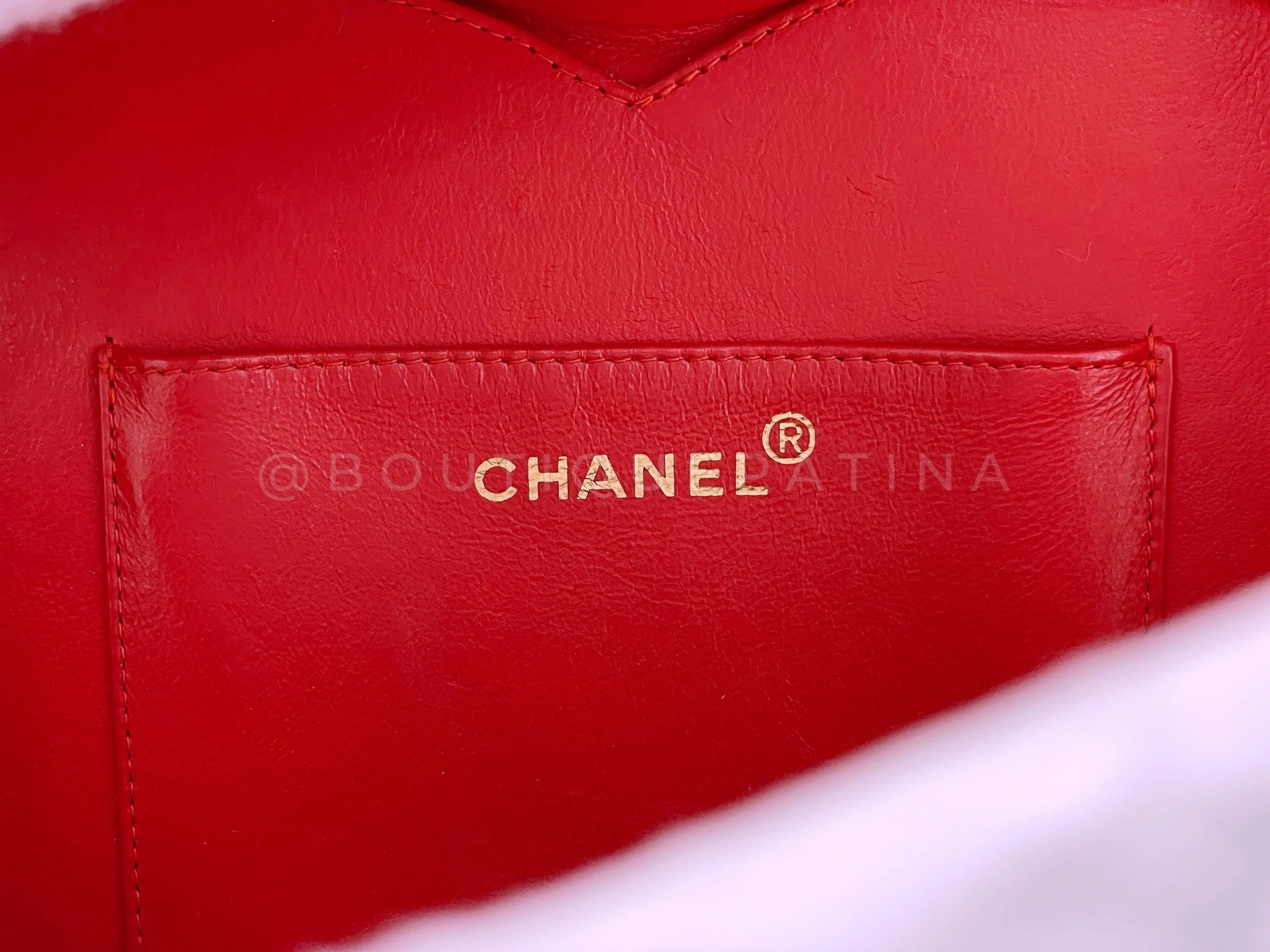 Chanel 1995 Vintage Red Patent "Barbie" Heart Vanity Logo Bag 24k GHW