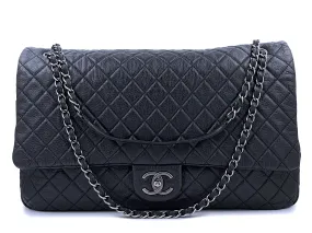 Chanel Black Calfskin Runway XXL Airlines Travel Flap Bag RHW