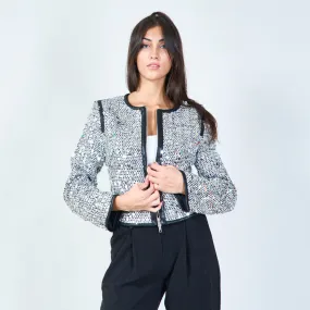 Cropped sequined jacket with zip-up front wholesale