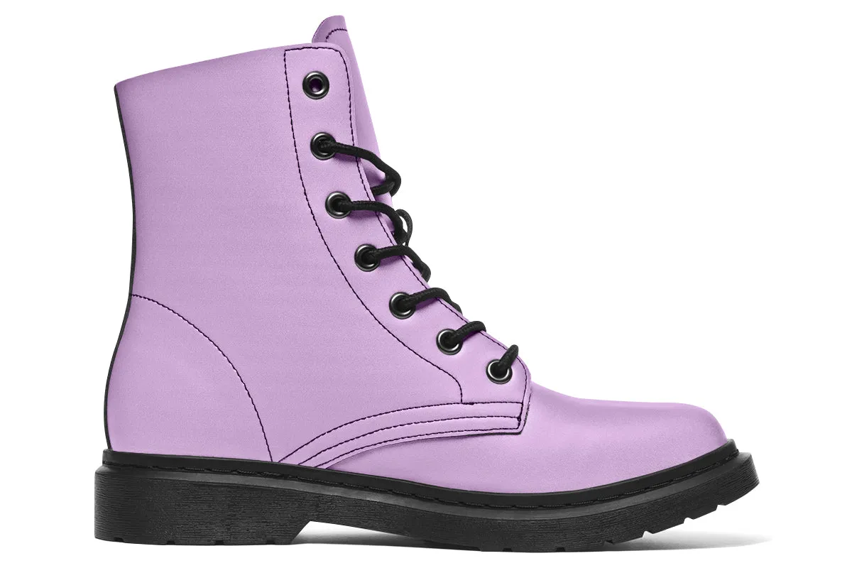 Digital Lavender Boots - Vegan Leather Doc-Style Boots with Durable Stitched on Soles