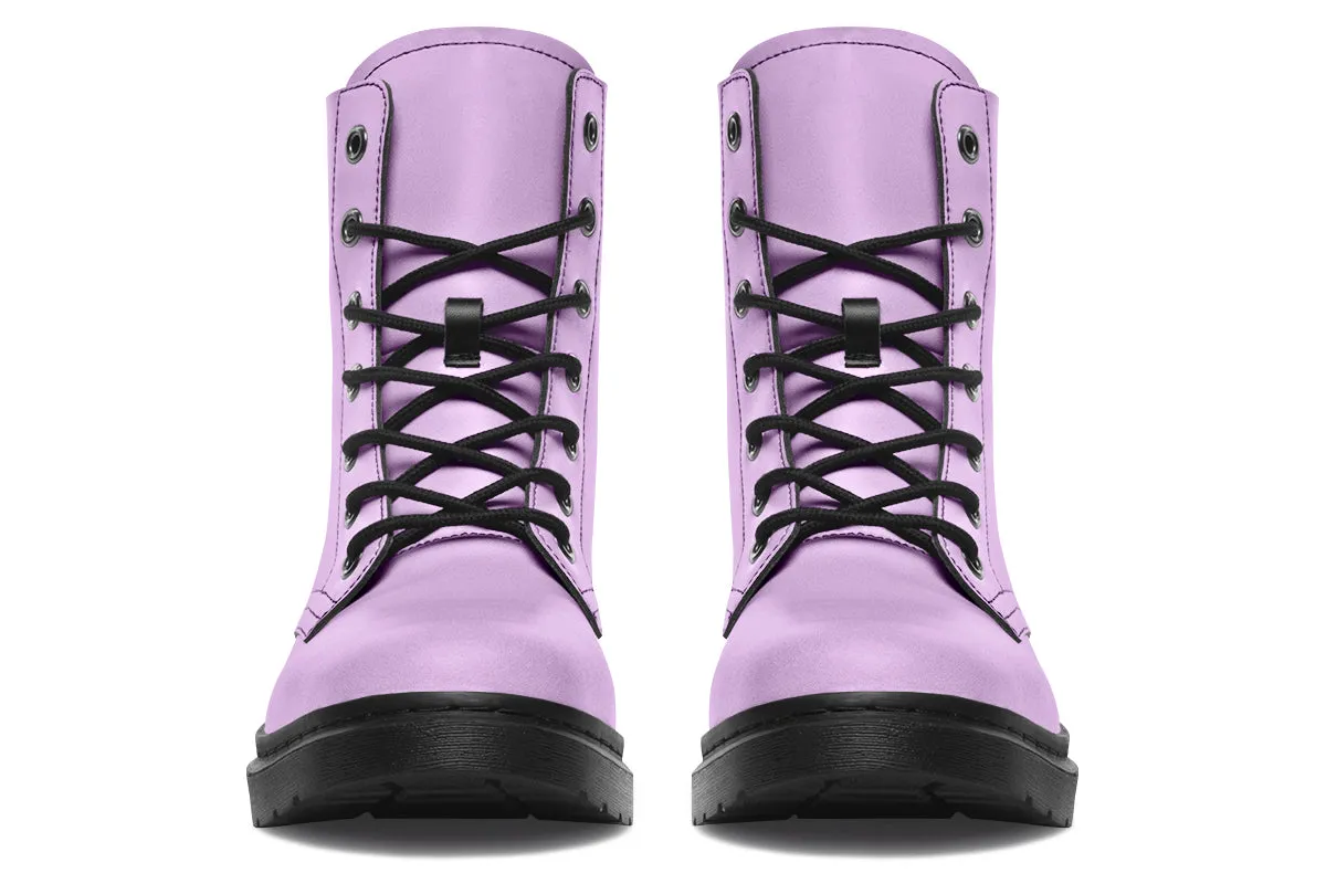 Digital Lavender Boots - Vegan Leather Doc-Style Boots with Durable Stitched on Soles