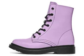 Digital Lavender Boots - Vegan Leather Doc-Style Boots with Durable Stitched on Soles