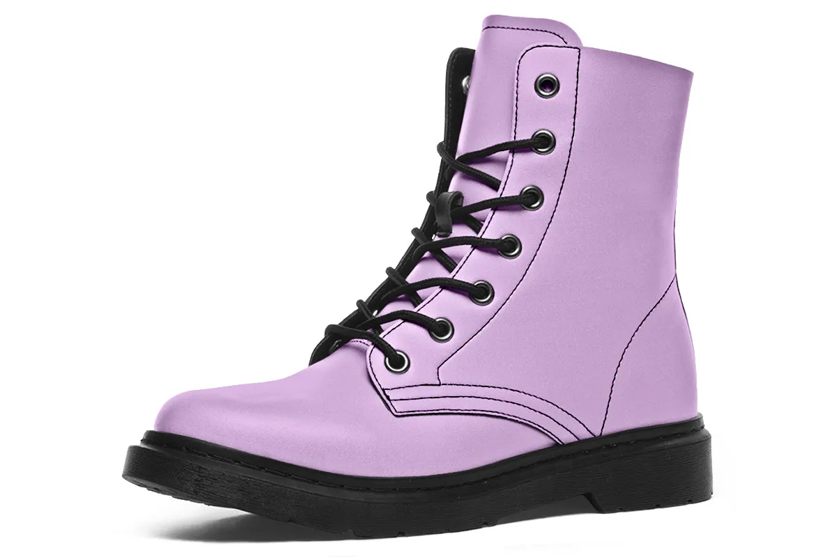 Digital Lavender Boots - Vegan Leather Doc-Style Boots with Durable Stitched on Soles