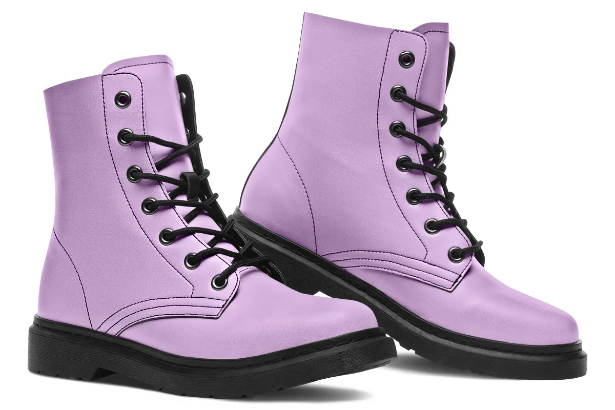 Digital Lavender Boots - Vegan Leather Doc-Style Boots with Durable Stitched on Soles