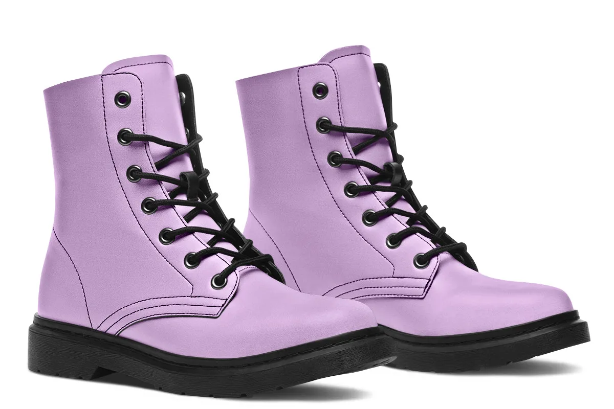 Digital Lavender Boots - Vegan Leather Doc-Style Boots with Durable Stitched on Soles