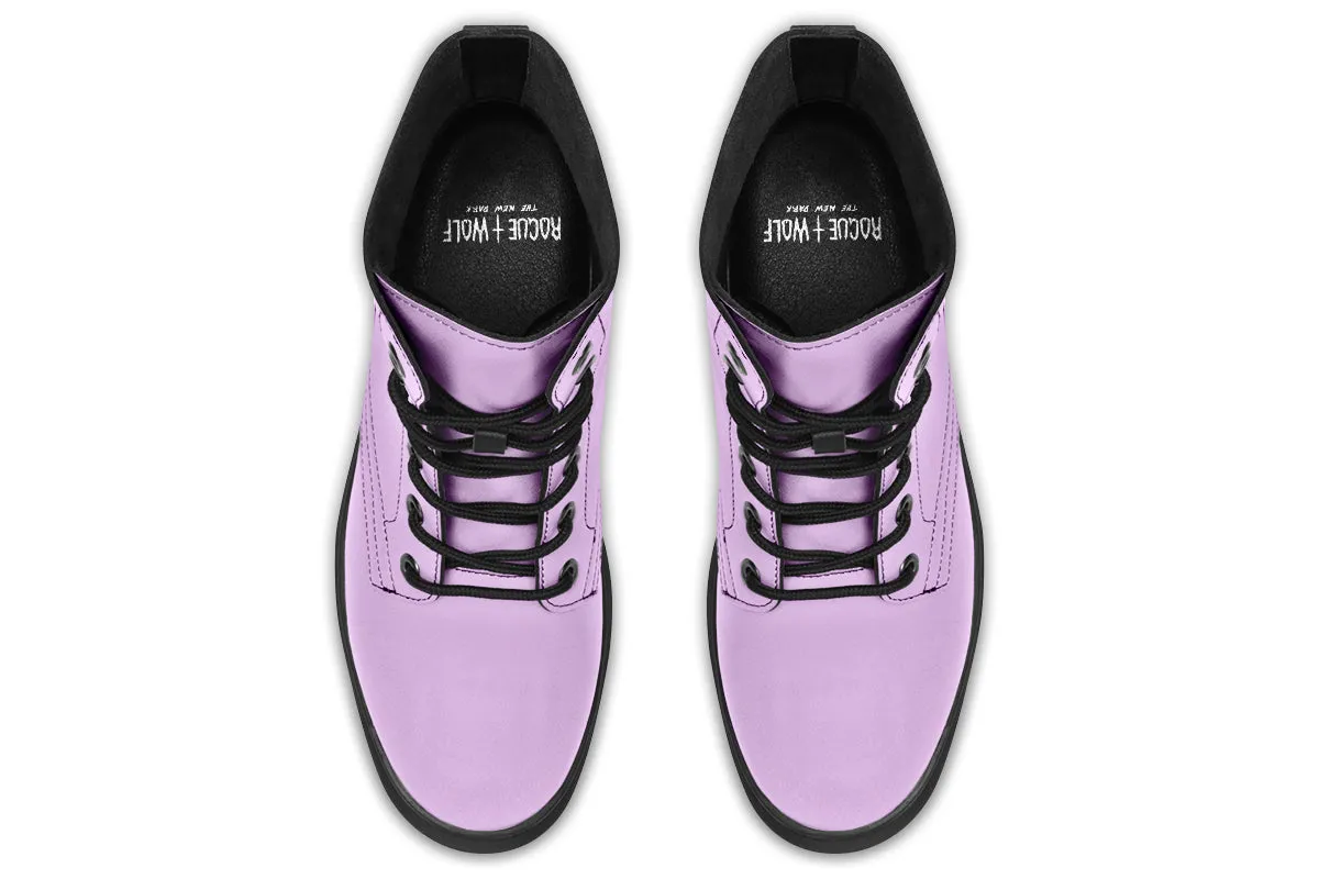 Digital Lavender Boots - Vegan Leather Doc-Style Boots with Durable Stitched on Soles