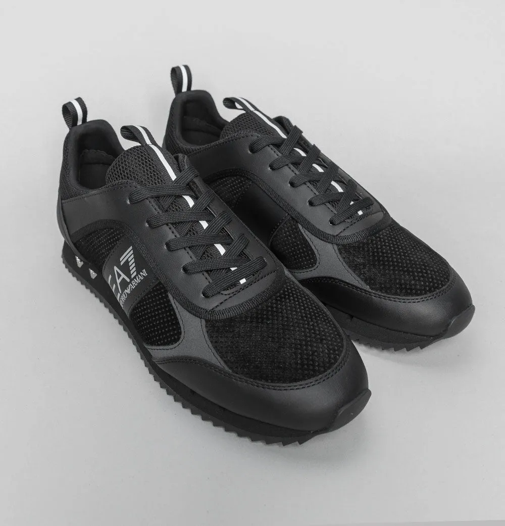 EA7 Emporio Armani Multi Logo Trainers Triple Black