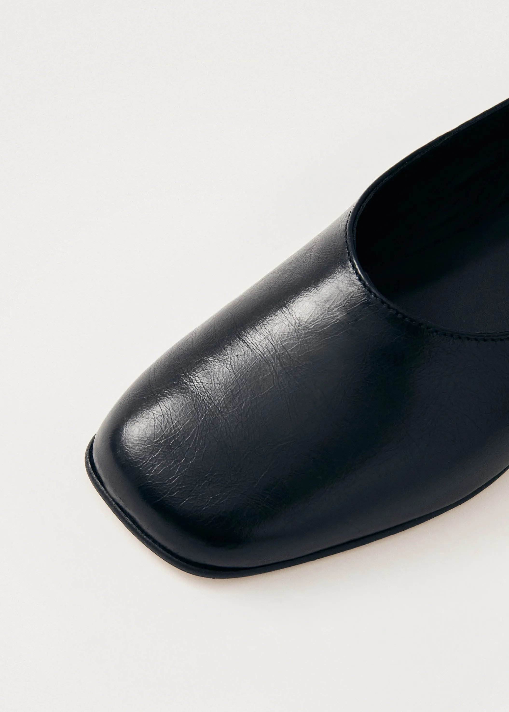 Edie Black Leather Ballet Flats