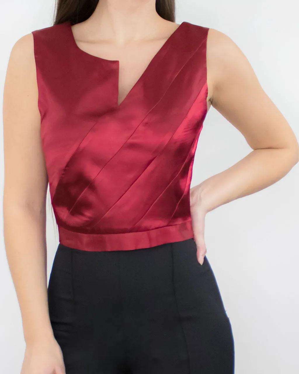 Eirene Red Satin Crop Top