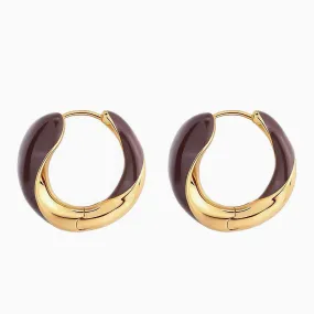 END TO END Luxury Metallic Enameled Two Tone Hinged Hoop Earrings