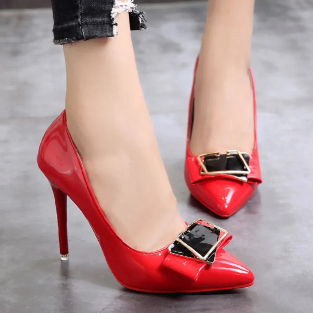 Fashion Sexy New Pointed Toe Shallow Red Bottom Office High Heel