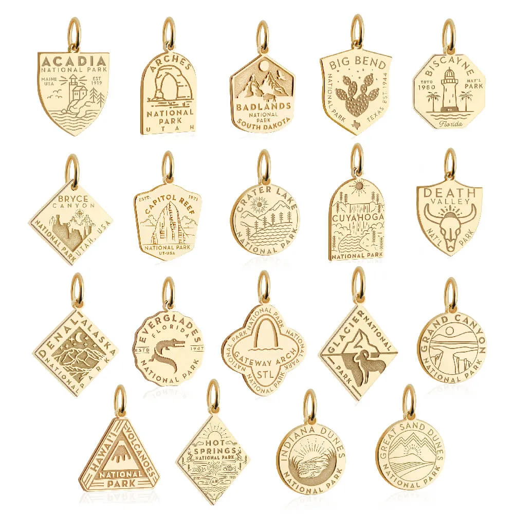 Grand Canyon National Park Charm, Solid Gold