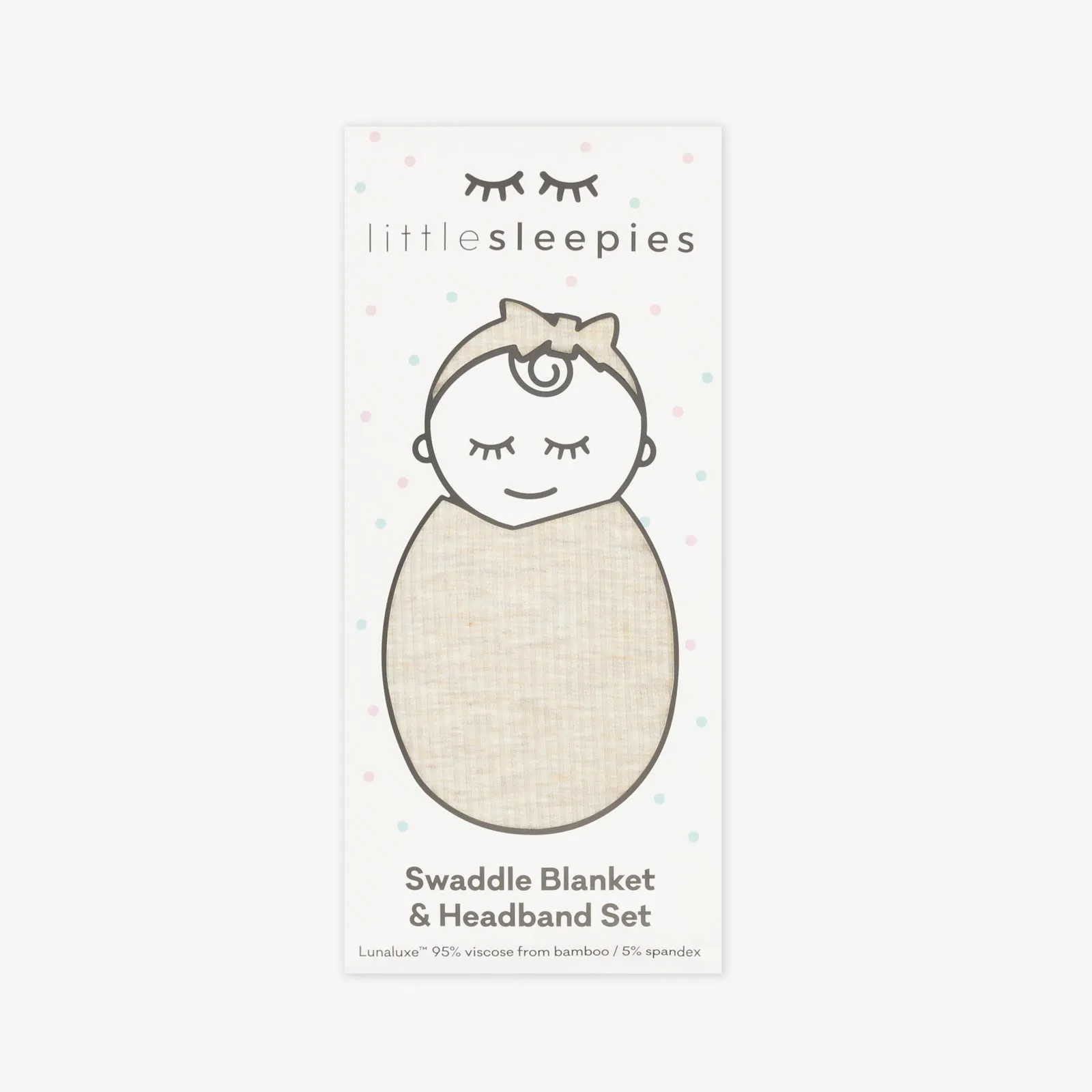 Heather Oatmeal Ribbed Swaddle & Luxe Bow Headband Set