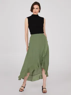 High-Low Ruffle Midi Skirt