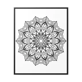 Mandala Art Design - Handmade Black & White Wall Art - Vertical Frame