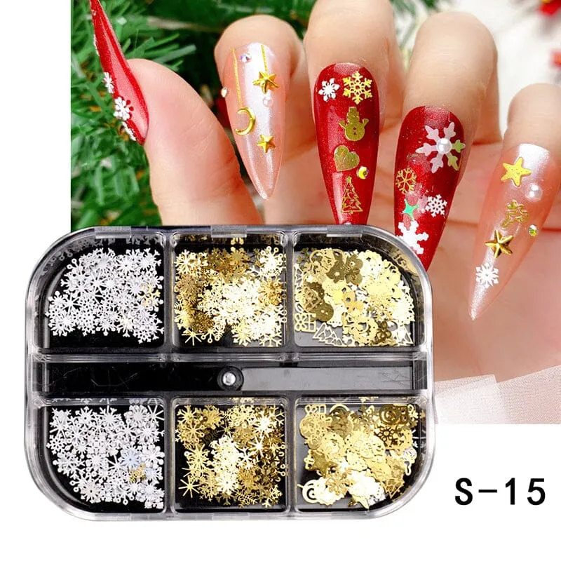 Mix 3D Christmas Nail Art Decoration (6-Grid Tray)