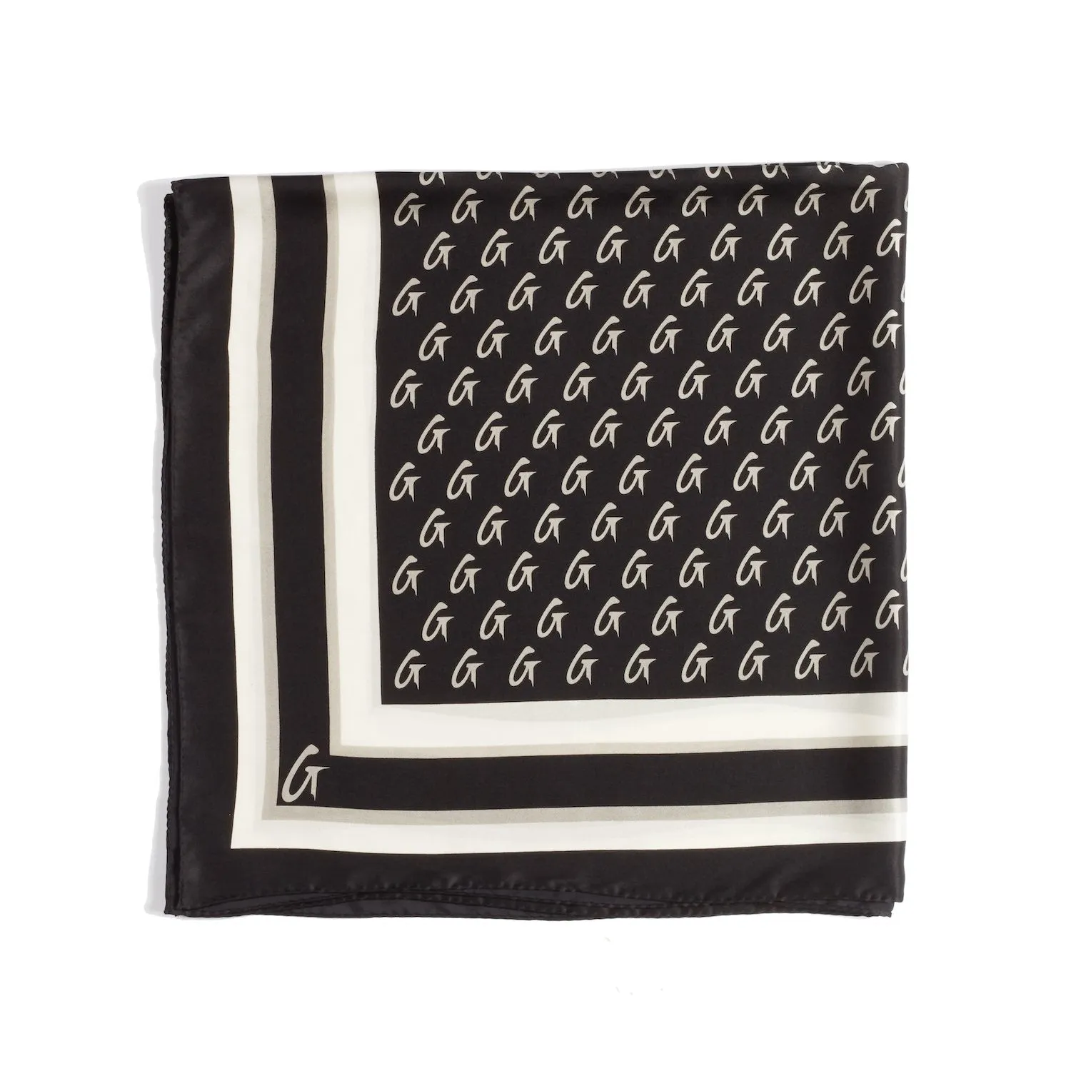 MONOGRAM SILK SCARF BLACK-LARGE