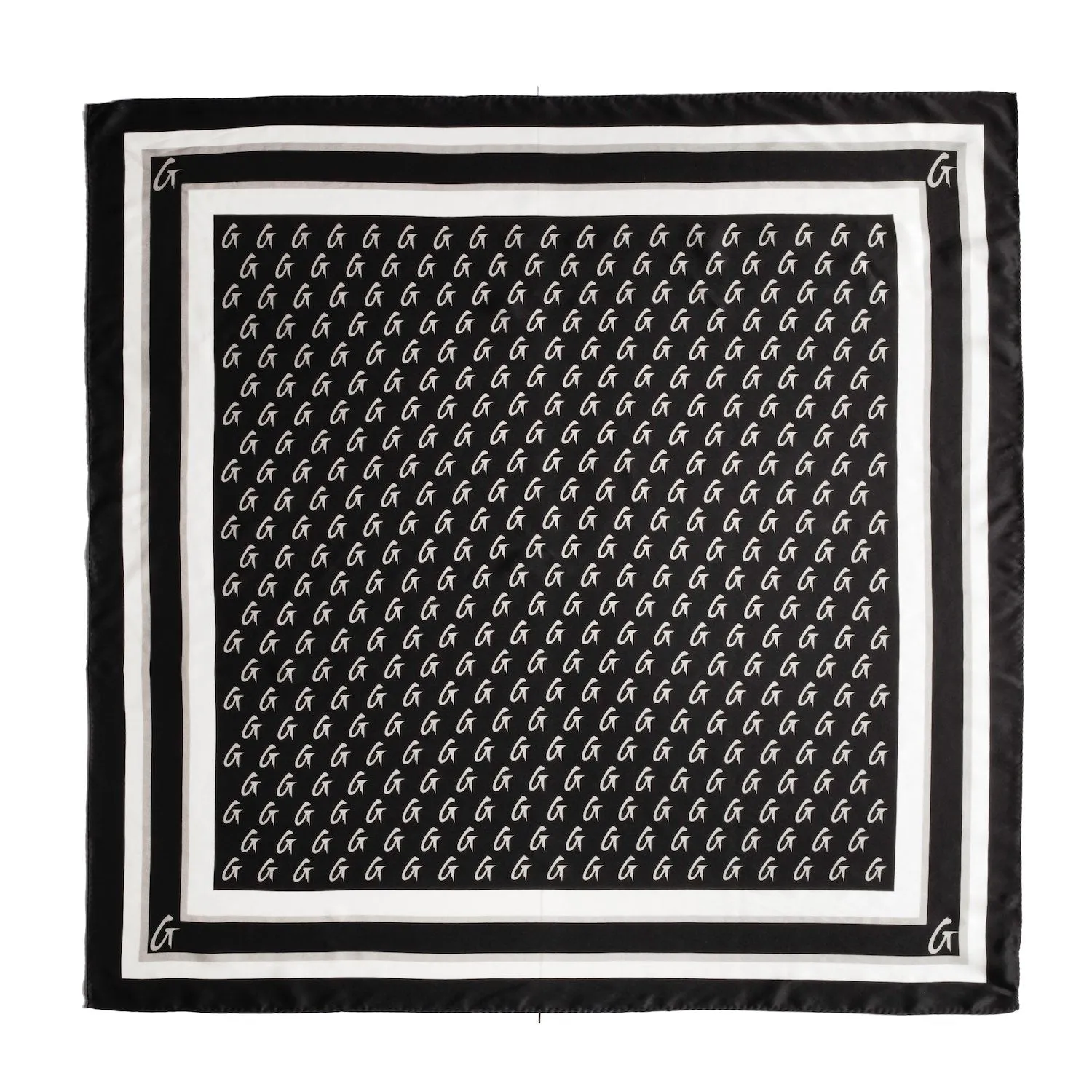 MONOGRAM SILK SCARF BLACK-LARGE