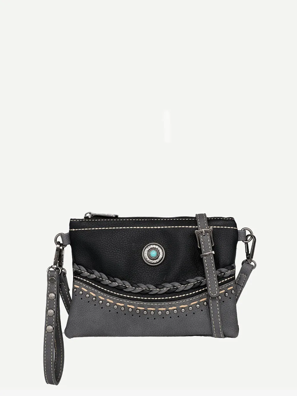 Montana West Stone Concho Crossbody Clutch