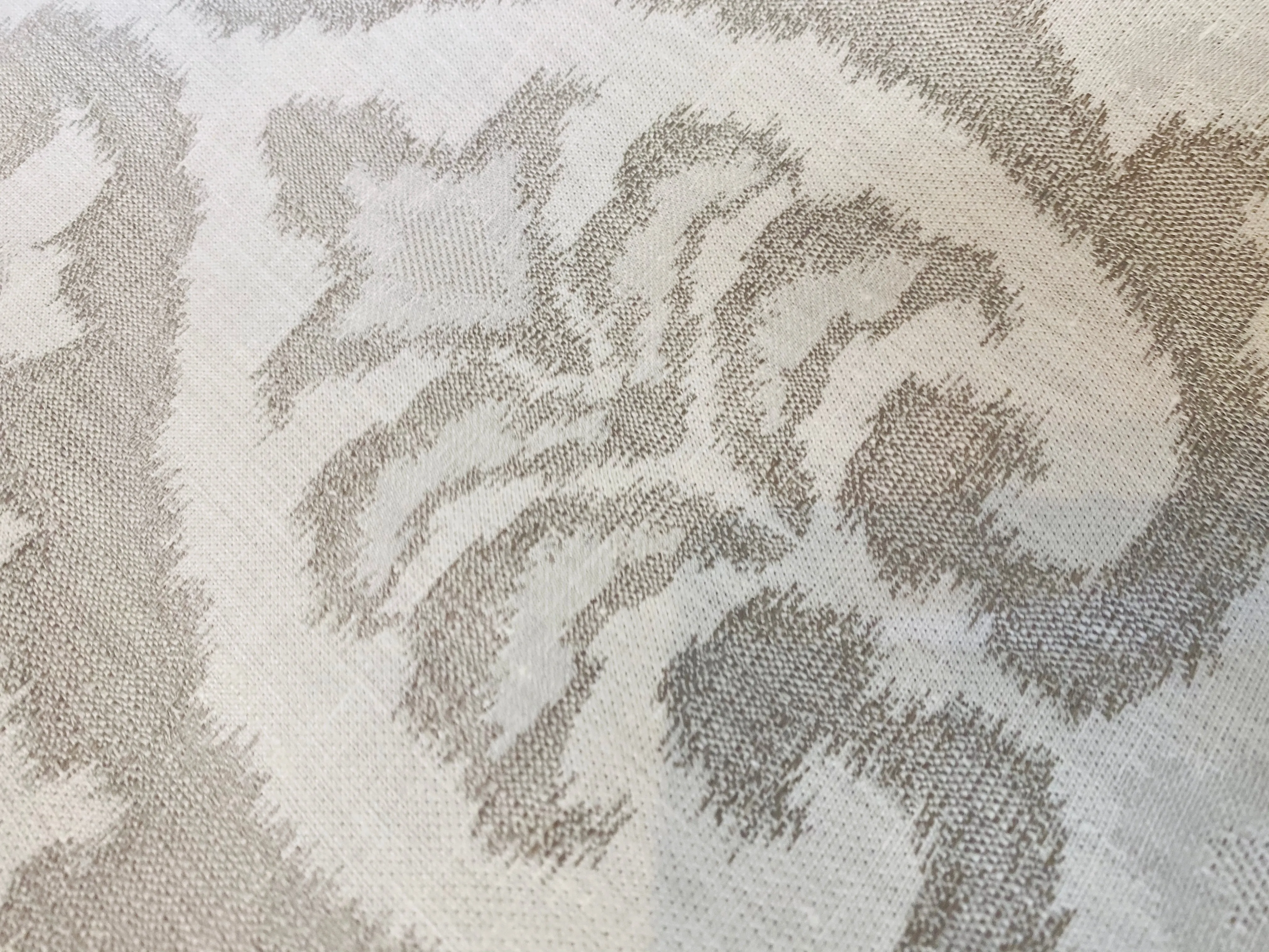 NEW COLOR! Duke Drake Novelty Imported 100% Linen Woven Medallion Fabric Silver and White