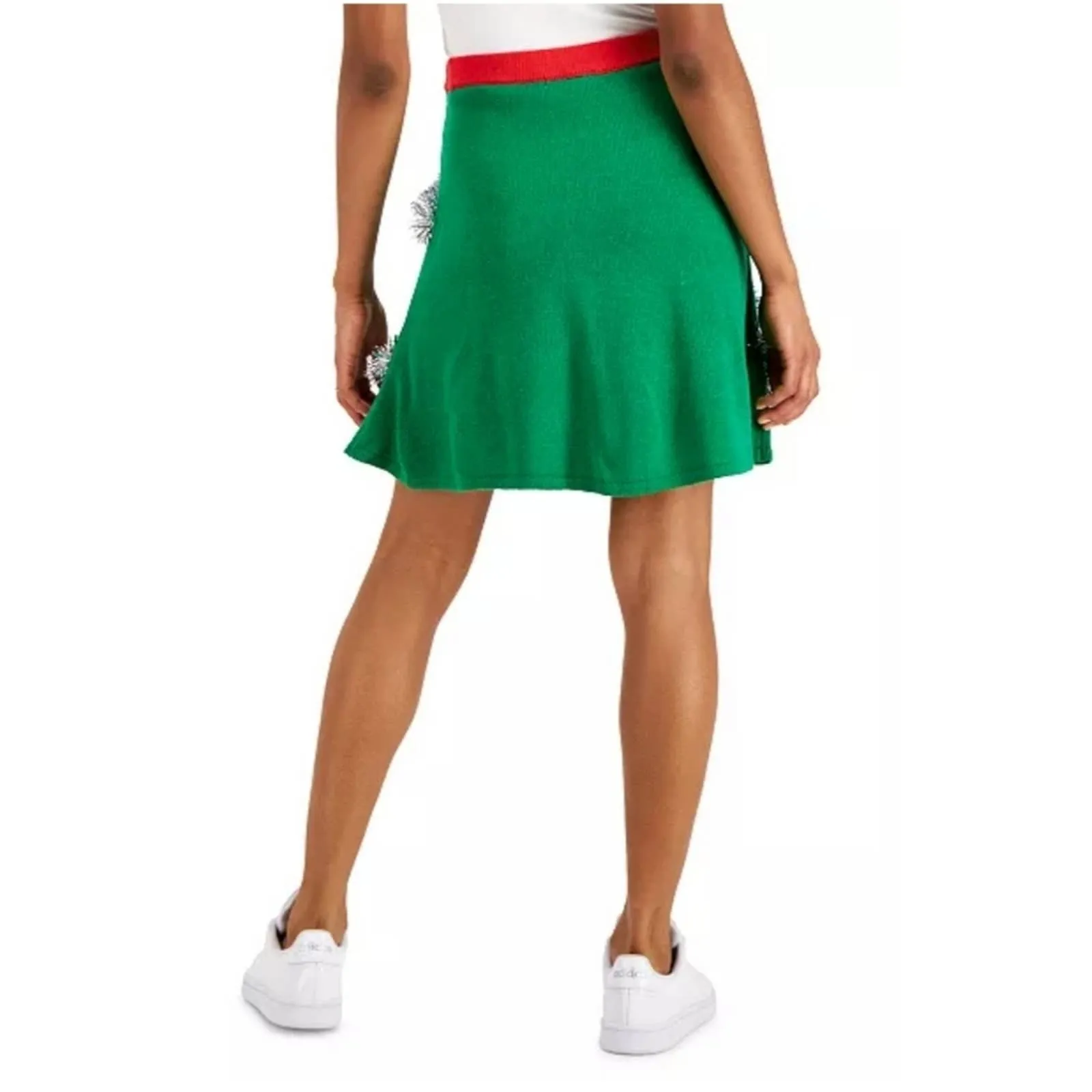 New Planet Gold Juniors' Holiday Tree Knit Mini Skirt Medium