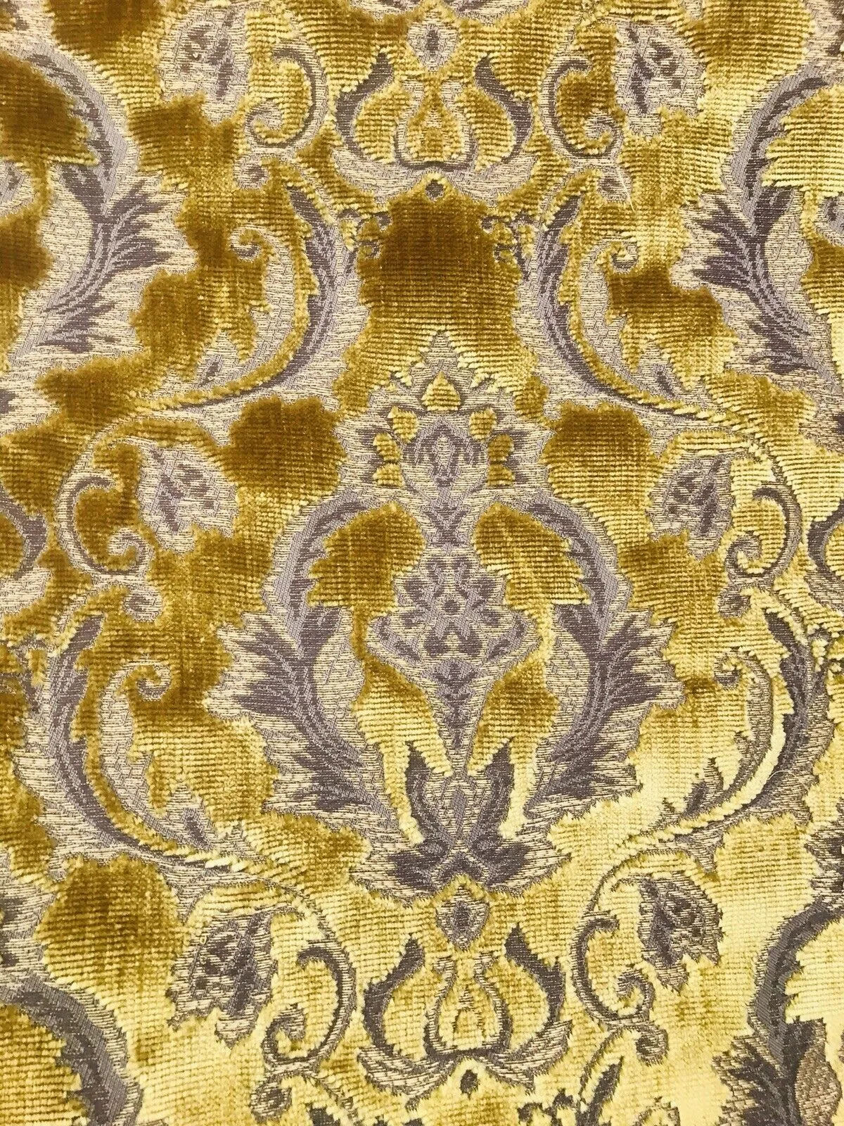 NEW Queen Estel Novelty Designer Italian Burnout Medallion Velvet Fabric - Upholstery- BTY Gold