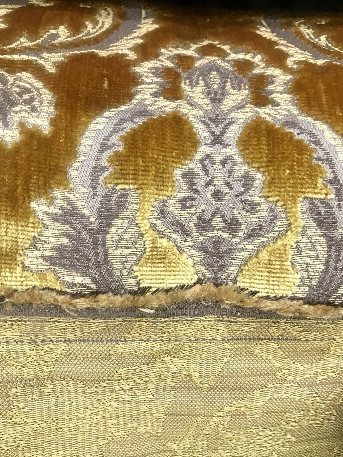 NEW Queen Estel Novelty Designer Italian Burnout Medallion Velvet Fabric - Upholstery- BTY Gold