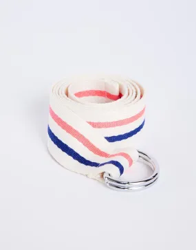 Portsea D-Ring Belt - Neon Pink/Navy Stripe