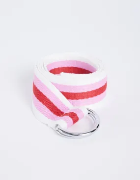 Portsea D-Ring Belt - White/Pink/Red