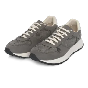 "Track Premium" Suede Leather Sneaker in Grey