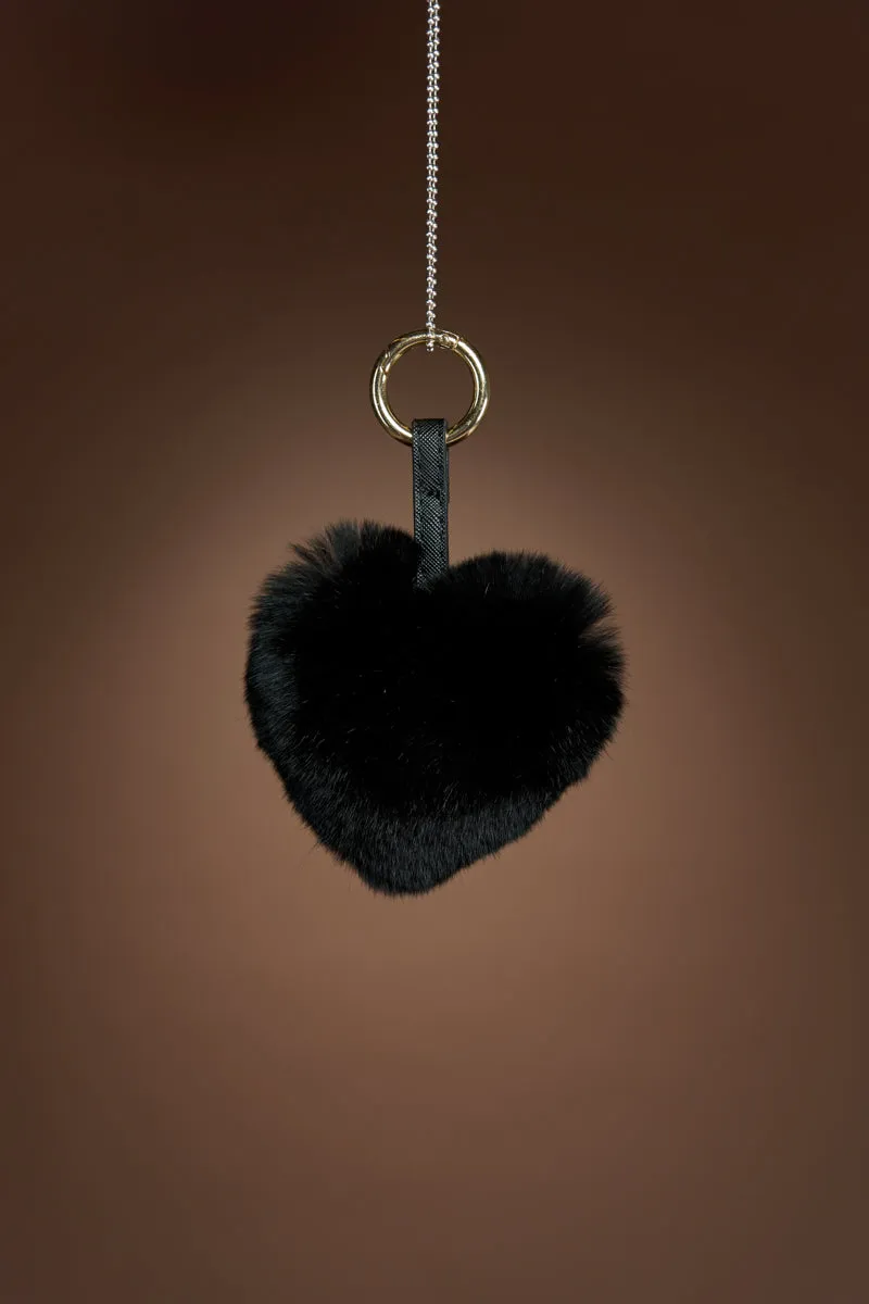 Rex Rabbit Heart Fur Keychain