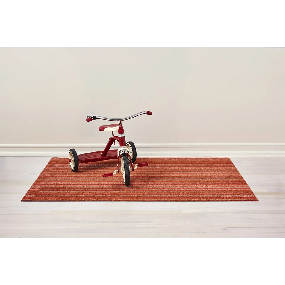 SKINNY STRIPE SHAG UTILITY MAT, ORANGE