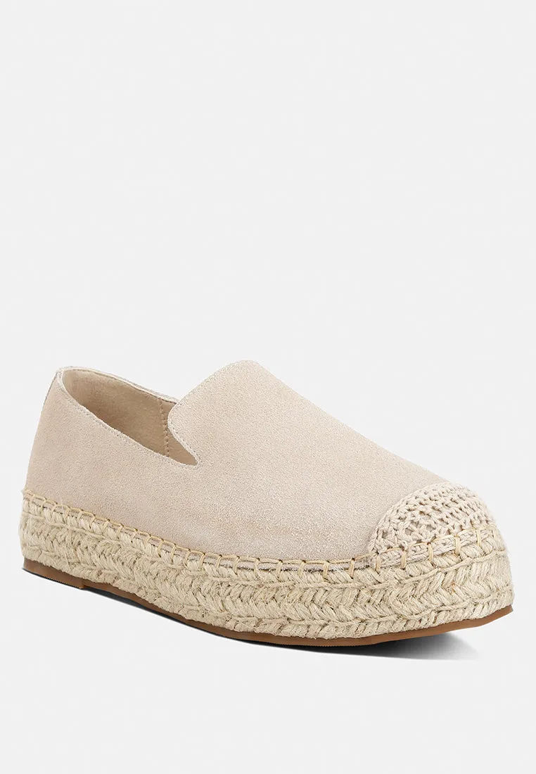 Suede Flatform Heel Espadrilles By Ruw