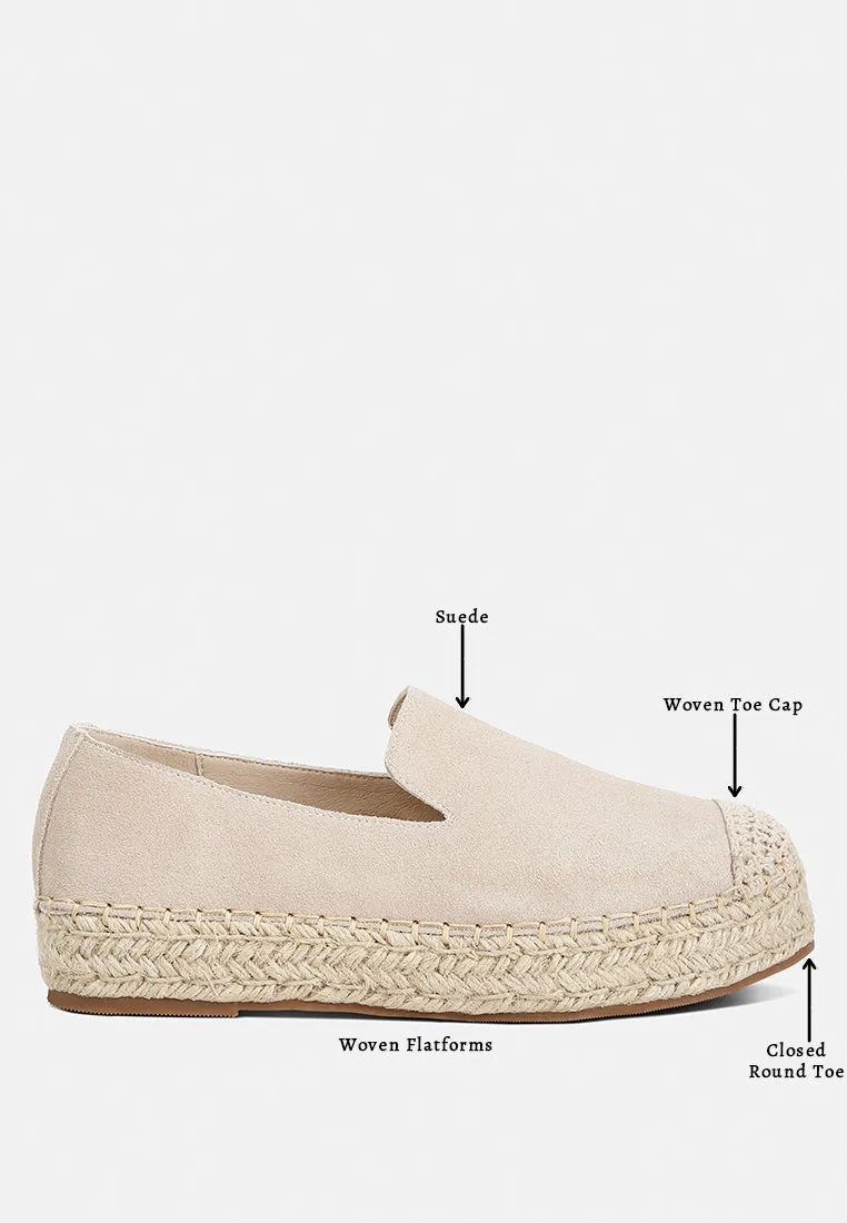 Suede Flatform Heel Espadrilles By Ruw