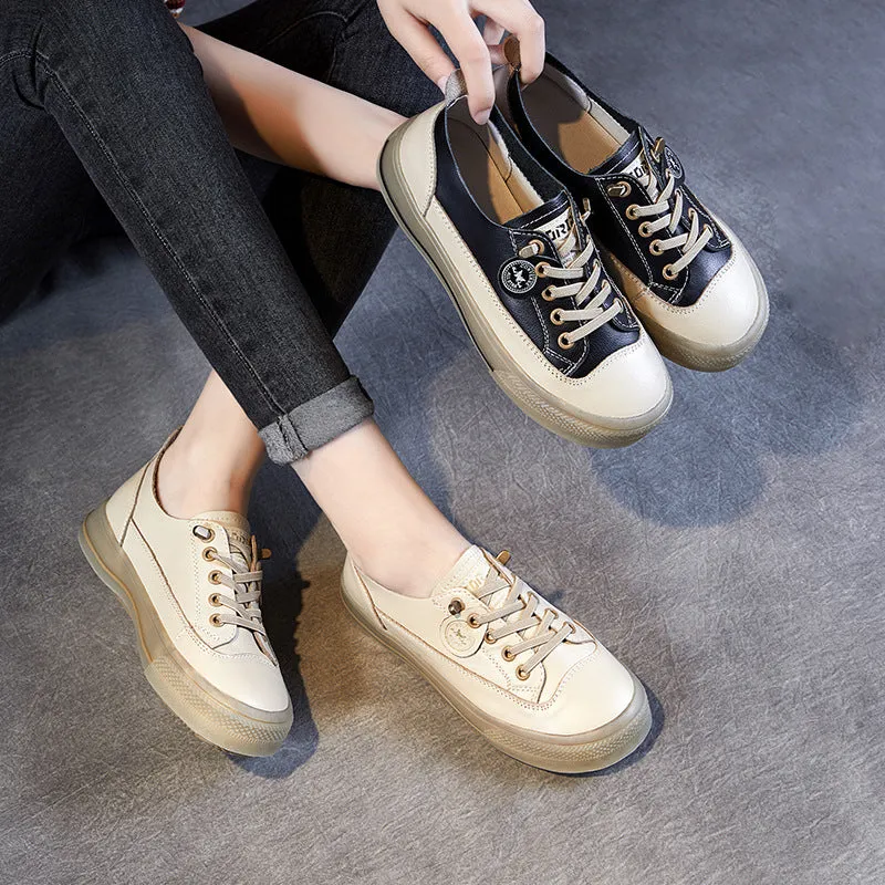 Women Fashion Minimalist Leather Flat Casual Shoes