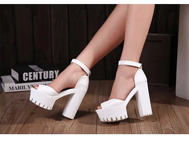 Women Pumps Peep Toe Party Shoes White High Heels Waterproof Platform Women Shoes Heeled