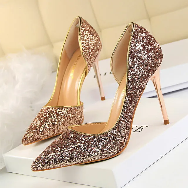 Women Pumps Wedding Shoes Bling Sexy High Heels Women Shoes Gold Fashion Glitter Ladies Shoes