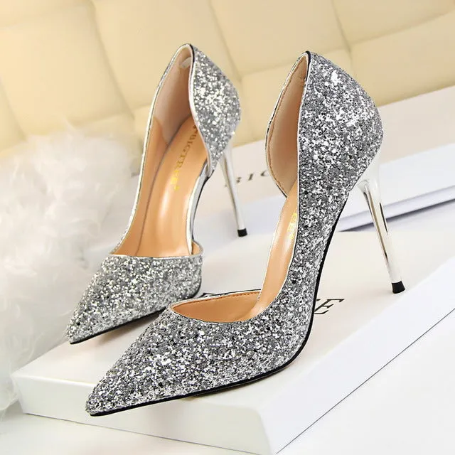 Women Pumps Wedding Shoes Bling Sexy High Heels Women Shoes Gold Fashion Glitter Ladies Shoes