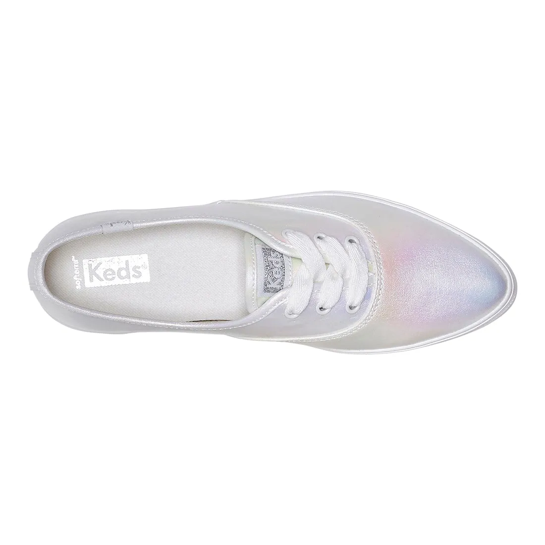 Women's Point Pearlized Textile Sneaker White (WF67726)